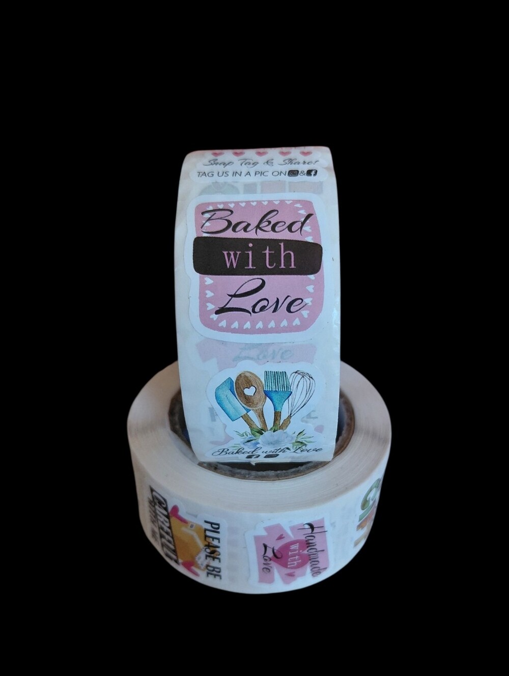 500ct. Custom Assorted Sticker Roll - White & Multicolor Bonus - 3 Random Polys - Picture 5 of 7